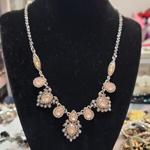 Elegant Silver and Pink Necklace
